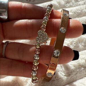 Park Lane Gold and Silver Crystal Heart Bracelet Set